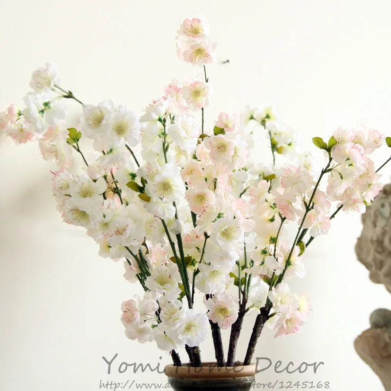 6pcs Lot 29 5 Inch Tall Real Look Artificial Branches Of Cherry 6pcs Lot 29 5 Inch Tall Real Look Artificial Branches Of Cherry Blossom Peach Silk Flowers For Home Office Decor Wedding Flower In Dried