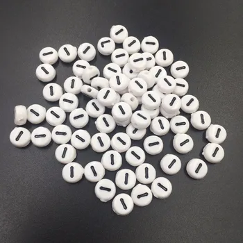 

Free Shipping 100PCs 4*7MM Flat Coin Round Shape Single Initial I Printing Acrylic Letter Beads Plastic Alphabet Bracelet Beads