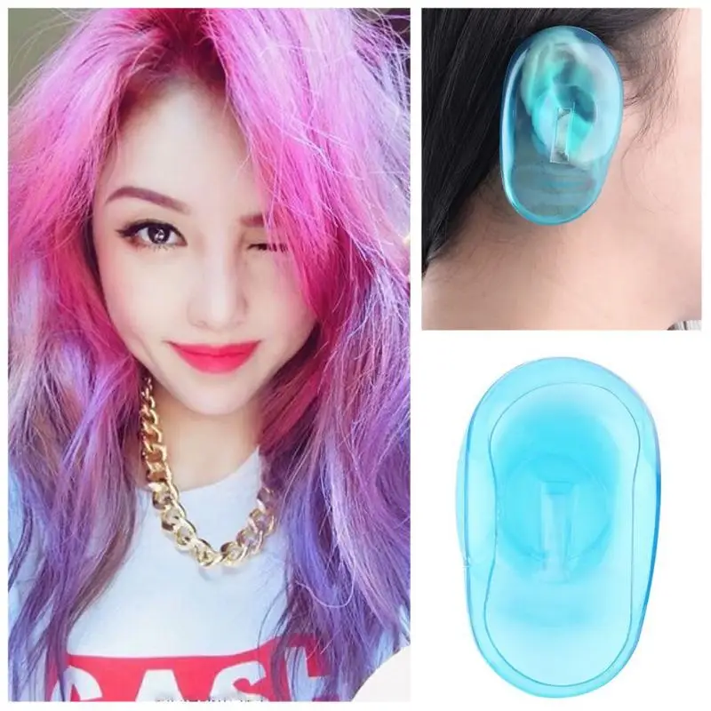 

2Pcs Earmuffs Salon Hair Dye Transparent Blue Silicone Ear Cover Shield Barber Shop Anti Staining Earmuffs Protect Ears