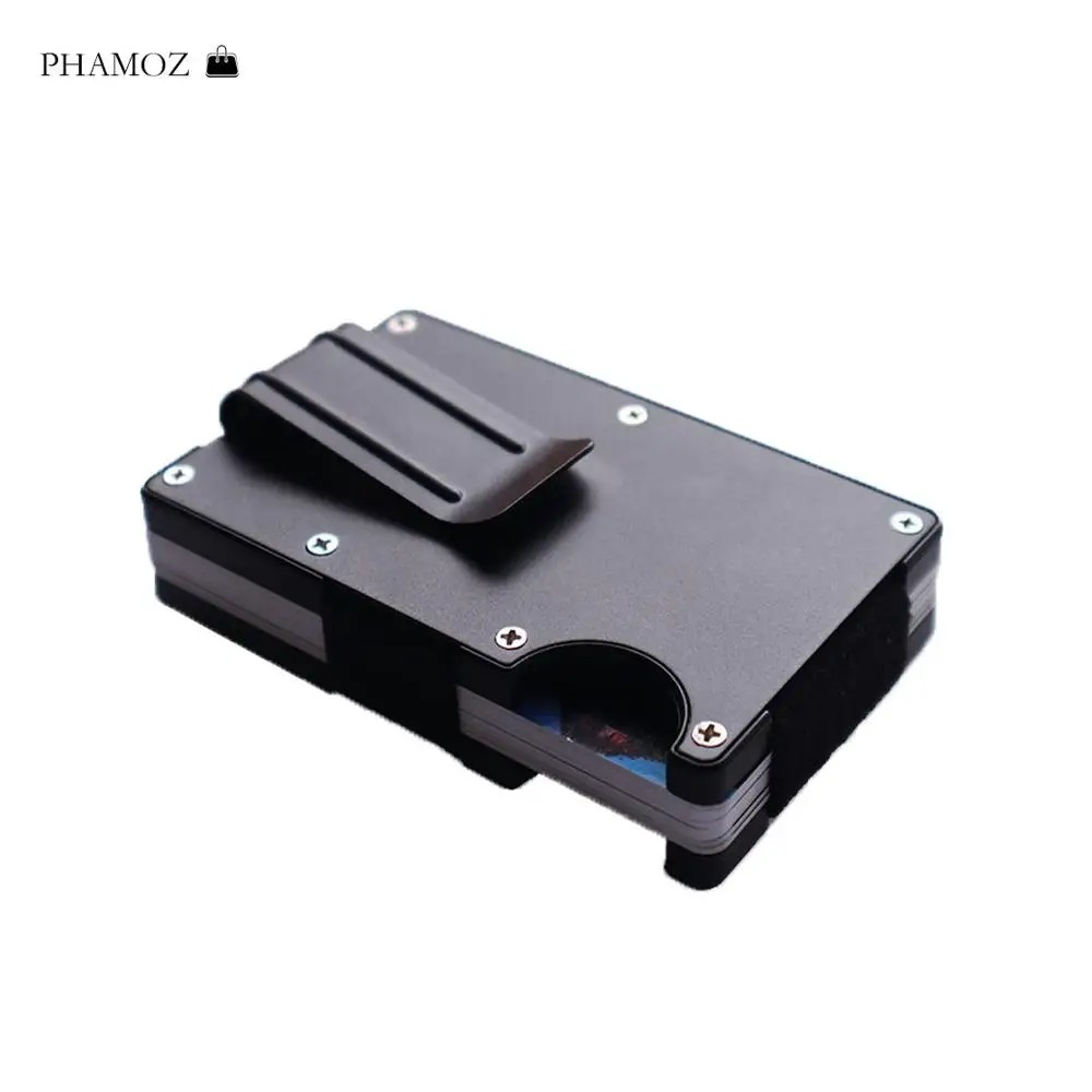 

2019 Slim Cute Shin Luxury Men Carbon Fiber Credit Card Non-scan Metal Wallet Purse Money Clip