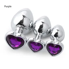 S/M/L Size Stainless Metal Steel Butt Plug Anal Crystal Diamond Love Heart Shape Anal Safe Plug Adults Sex Toy For Couple Gay