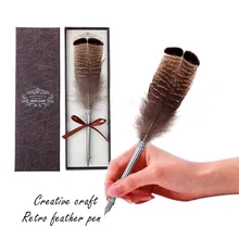 Креативная винтажная перьевая ручка винтажная резная металлическая Тонущая ручка Фирменный подарок перо индейка набор ручек
