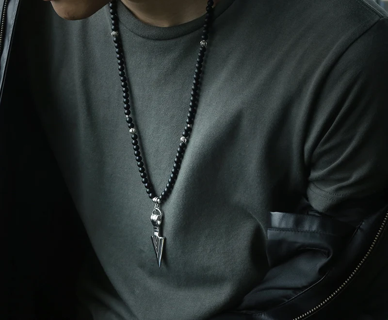 Davieslee кожаное ожерелье для мужчин, сплав, стрела из нержавеющей стали, ожерелье с кулоном, мужское ожерелье из бисера, цепочка, модное ювелирное изделие LDN11