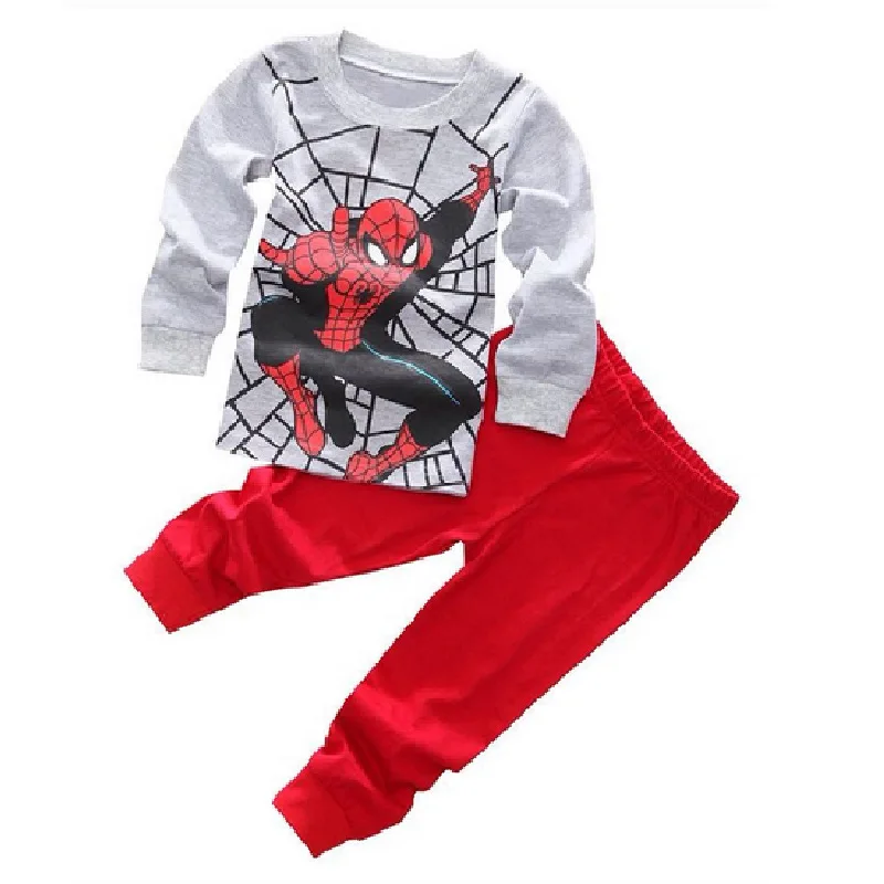 Комплект одежды для маленьких мальчиков и девочек, супергерой паук-Man, футболка с длинными рукавами и штаны, костюмы, пижамы, одежда для сна, ночная рубашка с мультяшным принтом - Цвет: 4