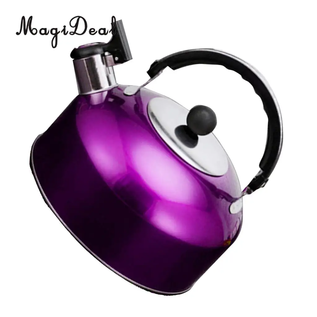 MagiDeal Anti-Hot/Slip Whistling Tea Kettle Gas Stove 3L Stainless Steel Tea Kettle Water Bottle for Home Camping Hiking Travel