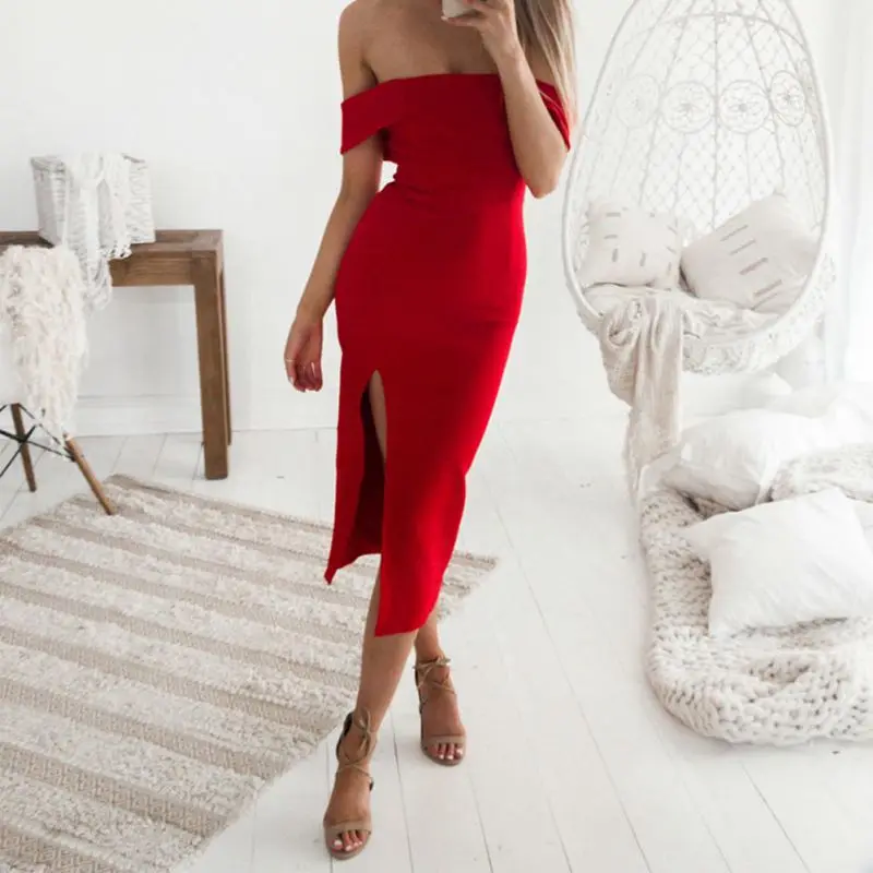 

Summer 2018 Strapless Short Sleeve Sexy Off Shoulder Wrapped Chest Dress Bodycon Club Party Dress For Woman