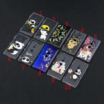 

50pcs/lot Printed Patterned Ultra- Thin Clear Soft TPU Back Phone Cover Case For Sony Xperia XZ2
