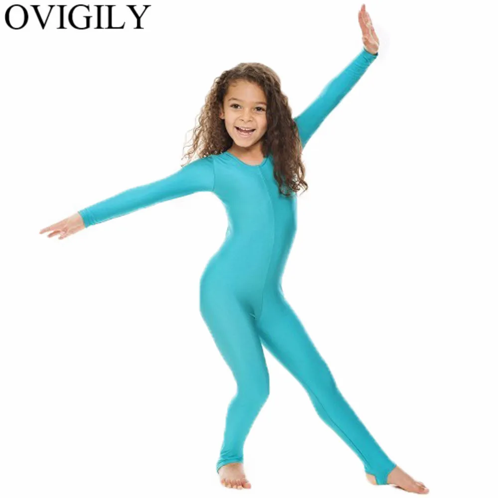 Girls Long Sleeve Unitards for Gymnastics Childrens One Piece Dance Bodysuits Stage Performance Costumes For OVIGILY dance leotard girls dance costumes