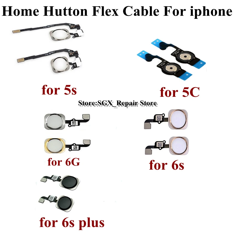 

10pcs Home Button with Flex Cable for iPhone 5 5C 5S 6 6Plus 6s plus Home Button Assembly Free Shipping