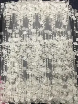 

2017 African 3d Flower Pattern Lace Fabric Charming Tissu Material Lovely Flower French Tulle Lace For Woman Party African Lace
