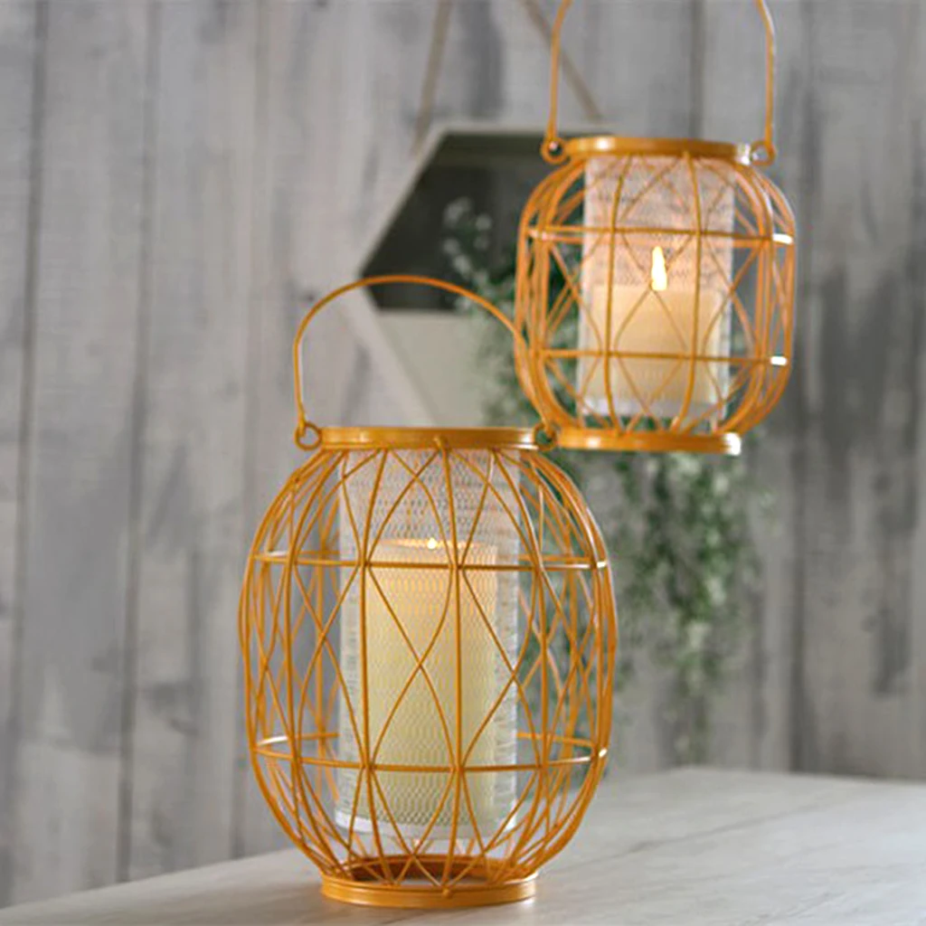 Iron Wire Hollow Birdcage Lantern Votive Candle Tea Light Holder Wedding Venue Decoration Lanterns Case