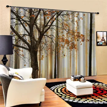 

Autumn Tree Curtain Waterproof Polyester Digital Print Curtain For Bathroom Decoration 3D Blackout for Living room Oct29