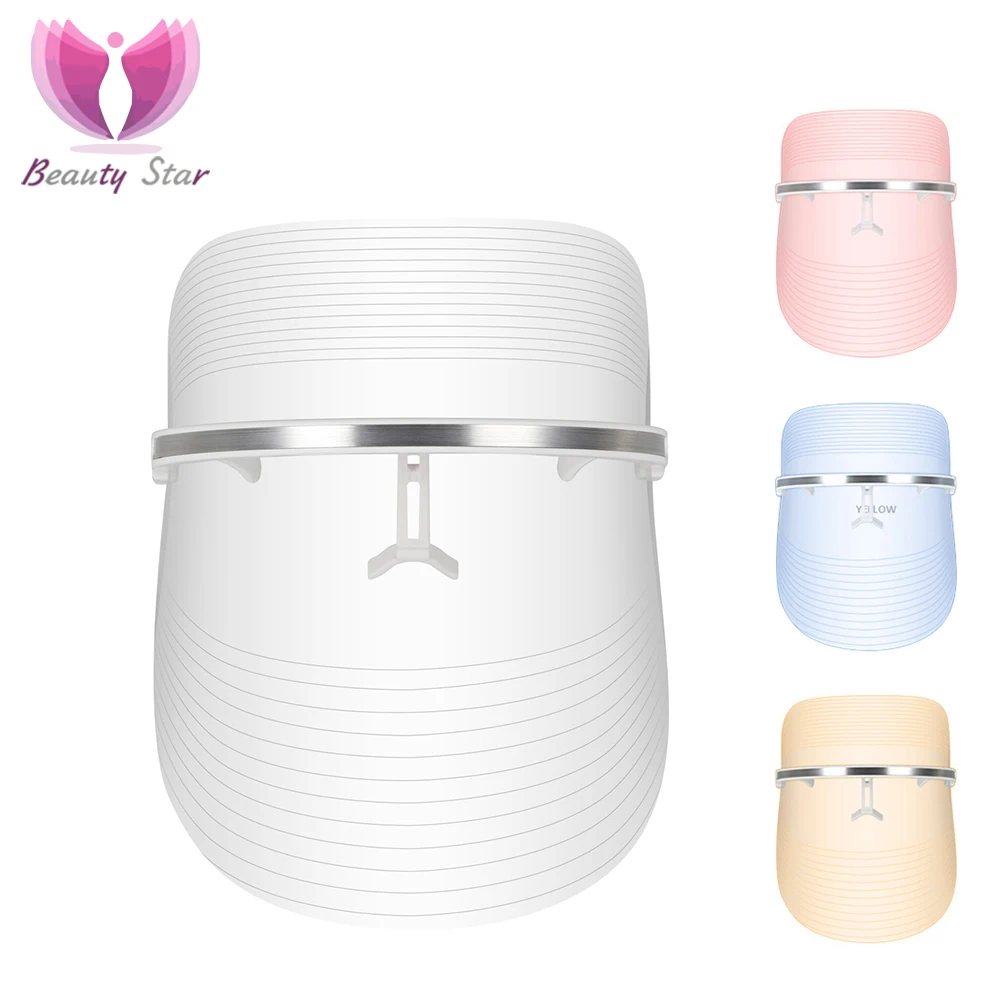 

Beauty Star 3 Colors Photon Therapy LED Facial Mask Face Skin Care Rejuvenation Wrinkle Acne Removal USB LED Facial Mask