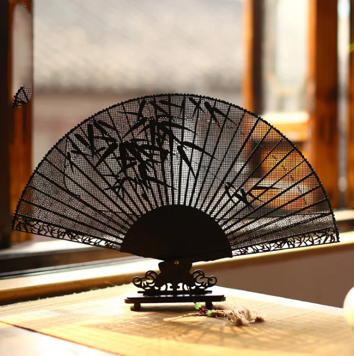 Fan Wood Hand Painting Wood Carved Hollow Hand Fan Wood Carved Hand