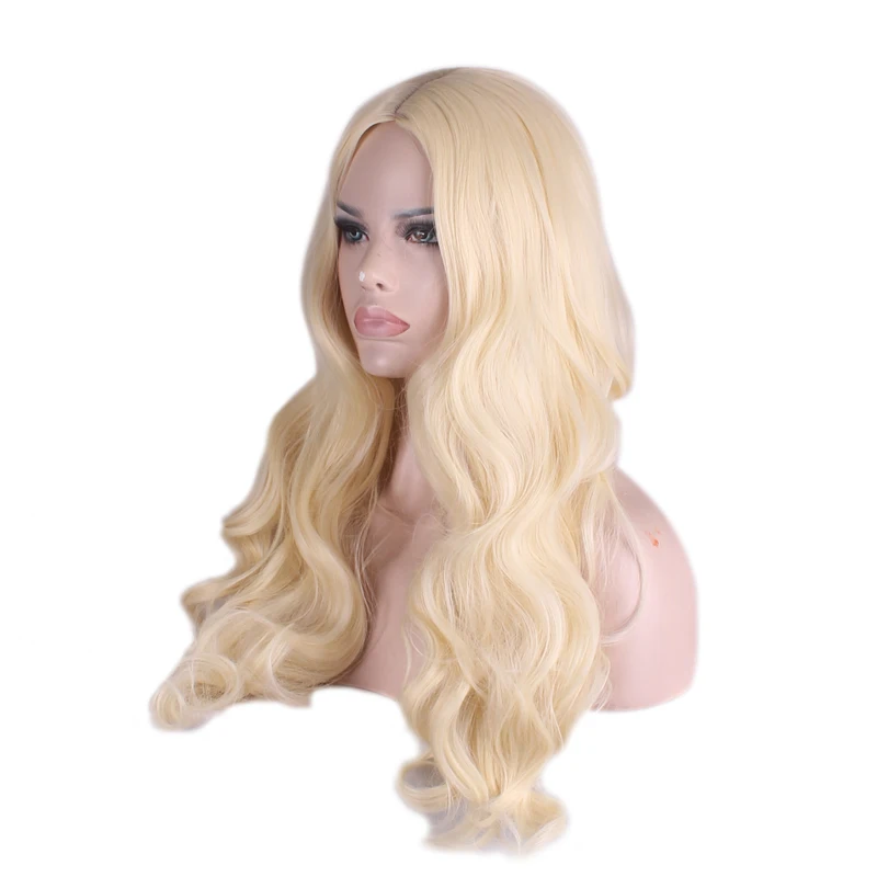 Женский парик из искусственного меха, термостойкий женский парик для косплея, волнистый длинный парик из блонд