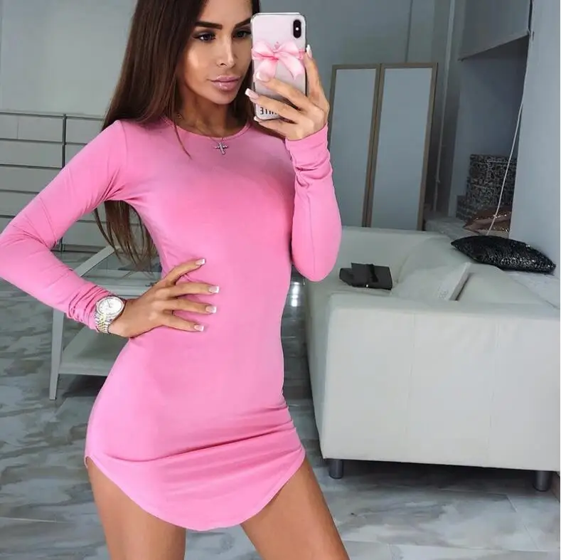 

Hot long sleeve suede high waist sexy mini dresses autumn winter women new fashion party elegant dress