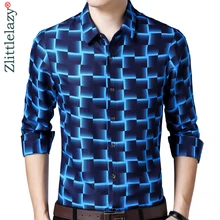 Брендовая модная повседневная приталенная Мужская рубашка с длинным рукавом, уличная одежда, рубашки в клетку, мужская одежда высокого качества 92184