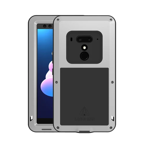 Чехол LOVE MEI для htc U12 плюс Водонепроницаемый противоударный Алюминий чехол с гориллы Стекло - Цвет: Silver