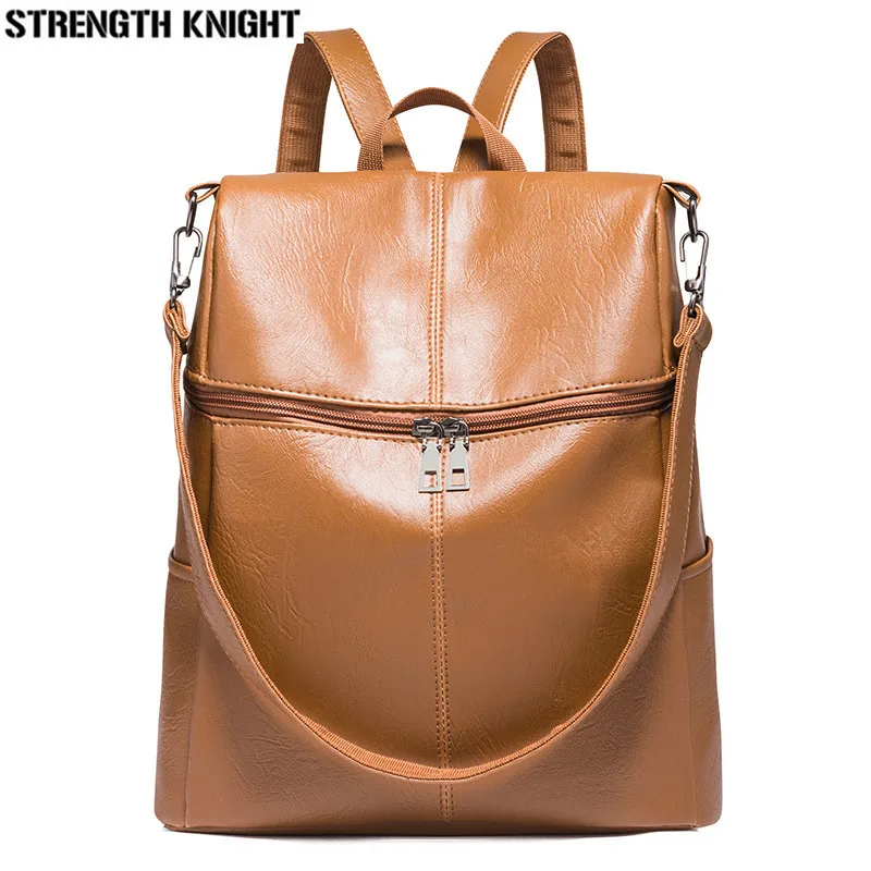 

Simple Style Backpack Fashion Women PU Leather Backpacks For Teenage Girls School Bags Vintage Solid Black Shoulder Bag