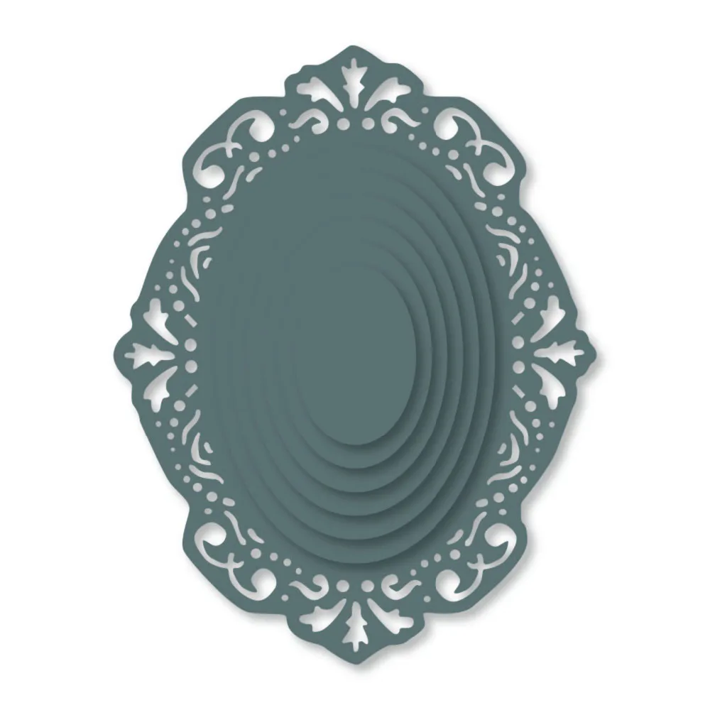 

Ufurty Craft Metal Cutting Dies 7Pcs/lot Lace oval frame decoration Scrapbooking Album DIY Paper Card Craft Embossing Die Cuts