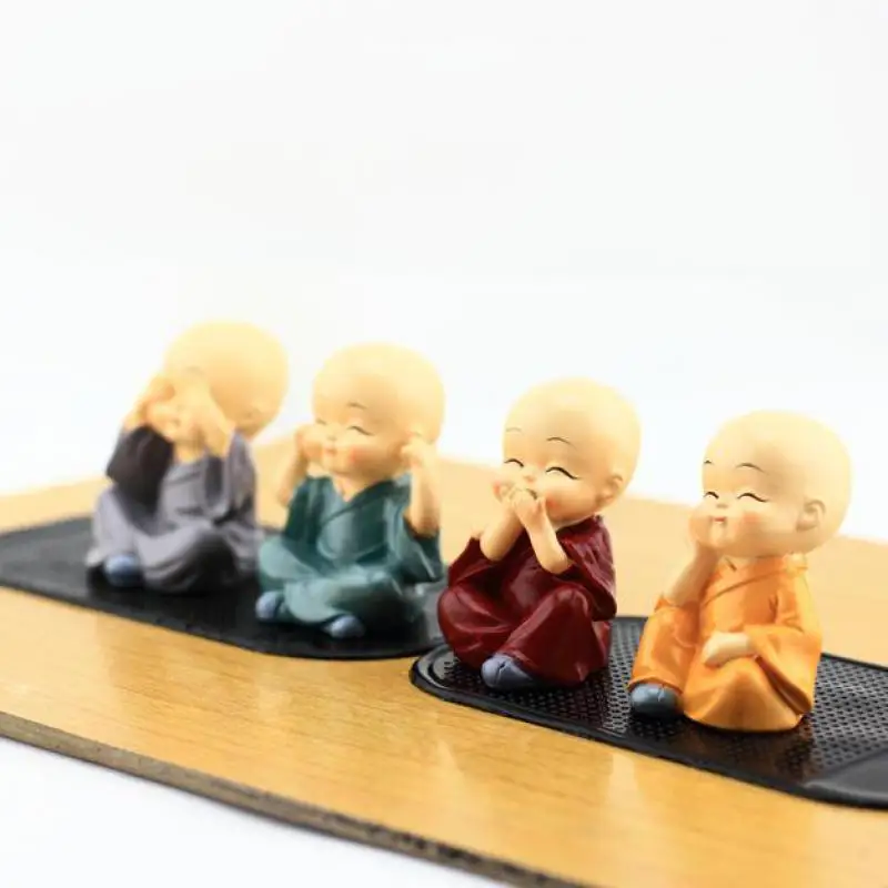 1 шт. Творческий смолы фигурки "Маленькие монахи" Кун-фу "Boy ремесла фигурка с изящным «кукольным» статуя Будды миниатюрные фигурки автомобиль украшения подарки