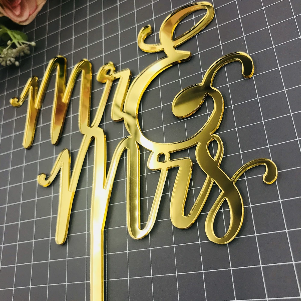  Weddign Cake Decorating Acrylic Dazzling Mr and Mrs Cake Topper ,Cake Topper Decor Anniversary Valentine's Day Engagement Gifts (2)