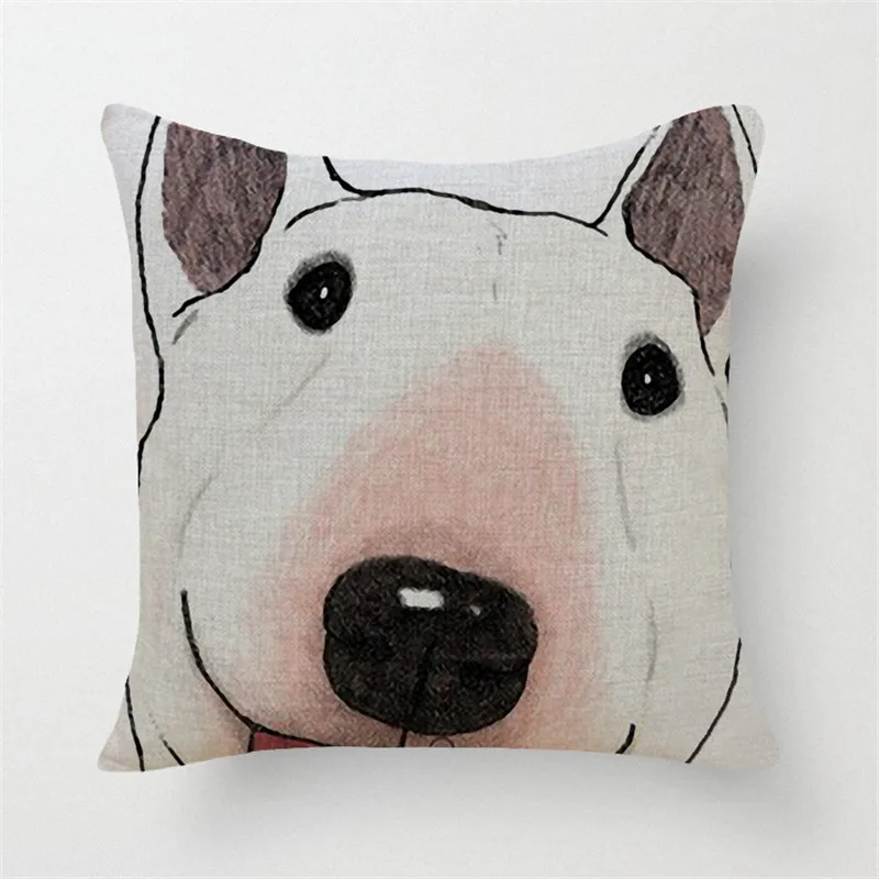 

Square Cotton Linen colourfu 3D Bull Terrier Painted One Side Printed cheap Cushion Cover For Home Sofa Pillow Cover 3D