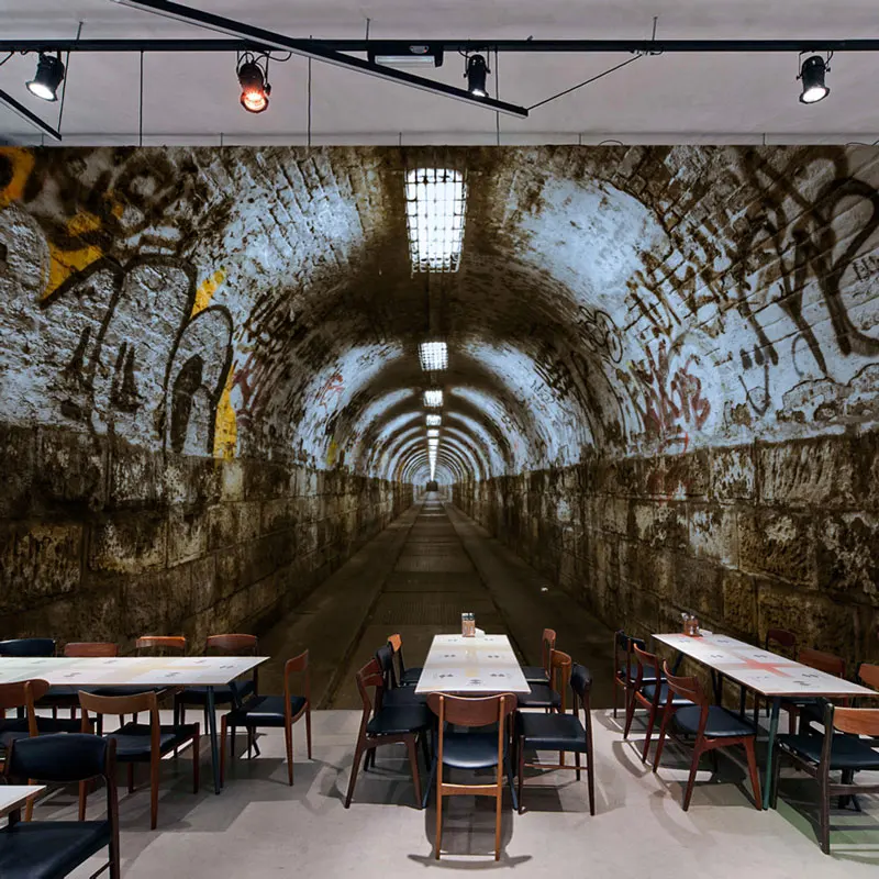 Home Bar Decor Wall Papers 3D Retro Graffiti Tunnel Photo Wallpaper Mural Living Room Bedroom Self Adhesive Vinyl/Silk | Обустройство