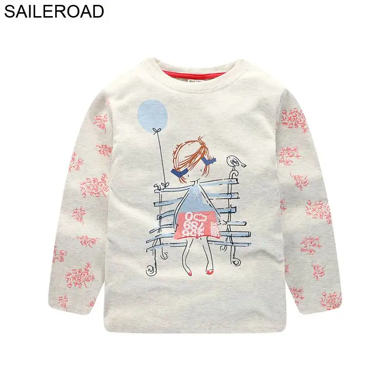 SAILEROAD Little Girls Long Sleeve T Shirts Autumn Children Tops Clothes Cotton Girl Tops and