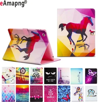 

Colorful Print Leather Case with TPU Soft Cover Smart Case for Apple iPad Air 2 iPad 6 9.7 Coque Capa Funda + Film + Pen