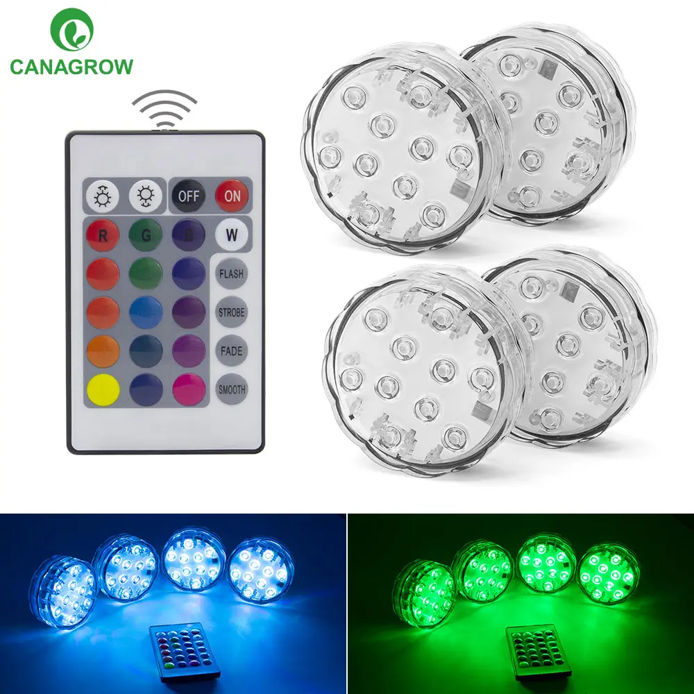 

10leds RGB Led Underwater Light Pond Submersible IP67 Waterproof Swimming Pool Light Battery Operated for Wedding Party