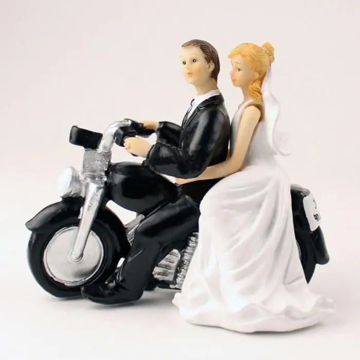 Синтетическая смола мотоцикл синтетическая смола невесты и жениха торт Топпер Свадебные украшения Статуэтка Casamento Mariage
