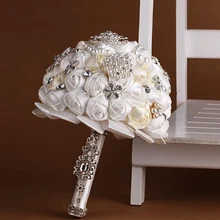 Белый и кремовый Свадебный букет s цветок ручной работы горный хрусталь невесты Кристалл Свадебный букет de mariage