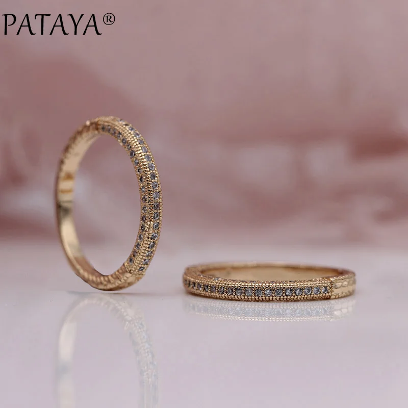 Micro Wax Inlay Natural Zircon Small Rings 585 Rose Gold