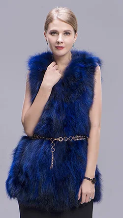raccoon fur vest blue  7