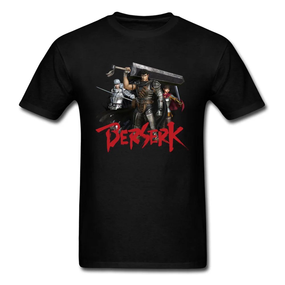 Comic berserk O-Neck Top T-shirts Summer/Autumn Tops Shirt Short Sleeve Hot Sale Pure Cotton Printed On Tee Shirt Street Mens Comic berserk black