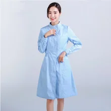 Докторское обслуживание с длинными рукавами белое пальто женский медсестры зимний тонкий приталенный комбинезон с длинным рукавом лабораторное пальто аптечные комбинезоны