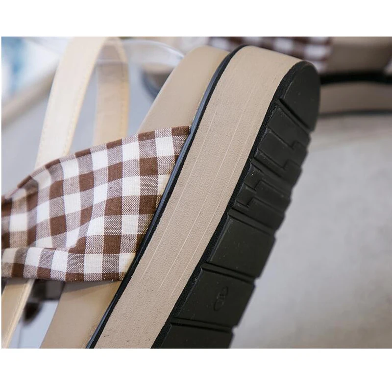 Allgleiches Beige Mit Weiblichen Slip 2018 W54 Sommer Flachen Freizeit Schuhe Sandalen Plattform Bogen Ein schwarzes Muffin Neue Frauen Alias Studenten qU0xv0Y