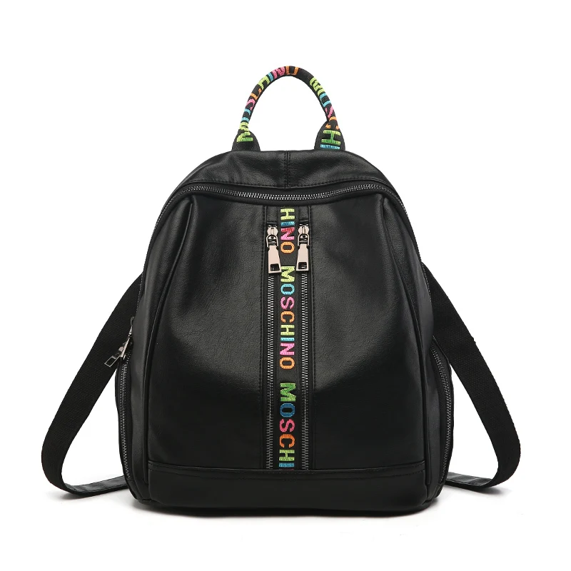 

LIKETHIS Women's Backpacks Female Bags For Women 2018 Women Backpack PU Leather Letter Pattern Black Backpack Mochila Feminina