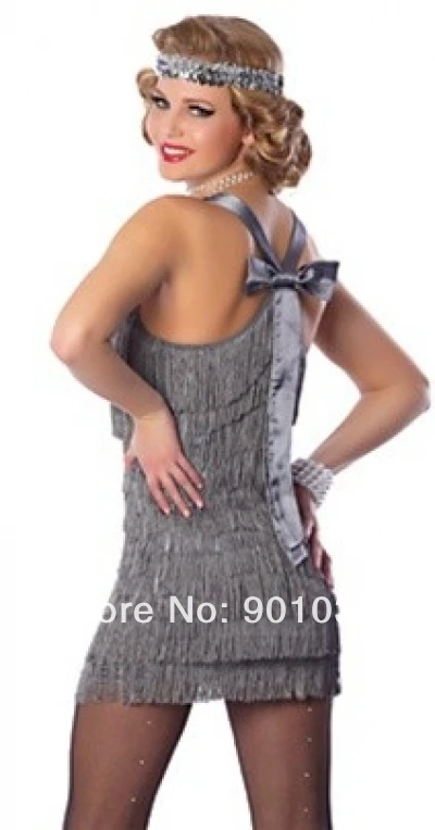 

FREE SHIPPING Ladies 1920s Gatsby Roaring 20s Grey Flapper Chicago Gangster Charleston Costume