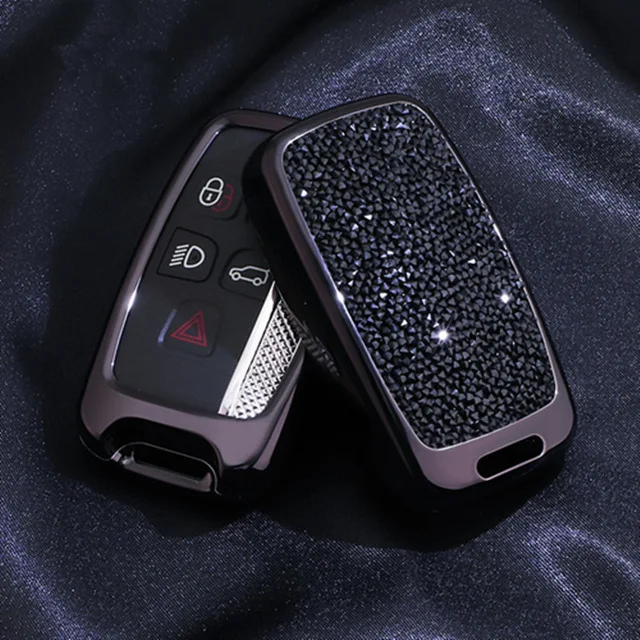 1 black key shell Bling ТПУ ключа автомобиля чехол для Land Rover A9 Range Rover Sport Evoque freelander 2 Jaguar XE XJ Xjl XF C-X16 V12 гитара FX тип - Название цвета: 1 black key shell