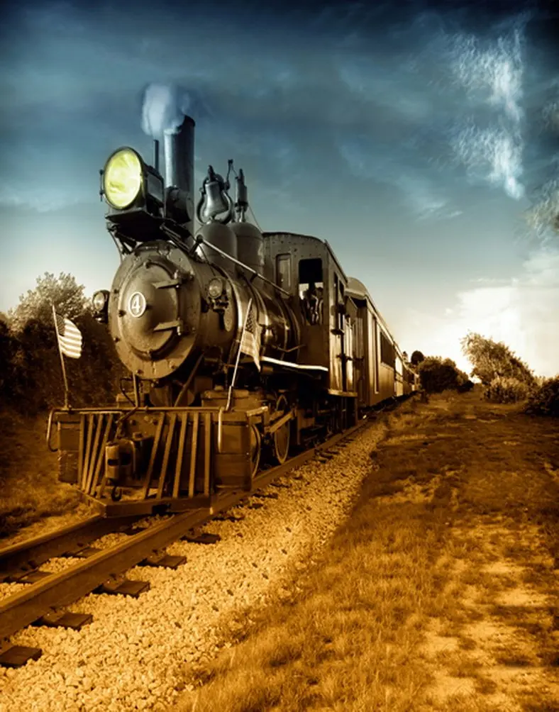 

5x7ft Vintage Train in Wild Photography Backdrops Photo Props Studio Background