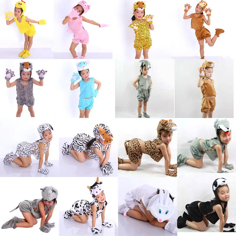 

Summer Short Sleeve Kids Children Animal Costume Clothes Clothing Halloween Children's Day Cartoon Costumes for Boy Girl 5PC Set