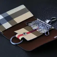 Новое поступление Бизнес Стиль клетчатая сумка для ключей для автомобиля кошелек для ключей из натуральной кожи как для женщин и мужчин