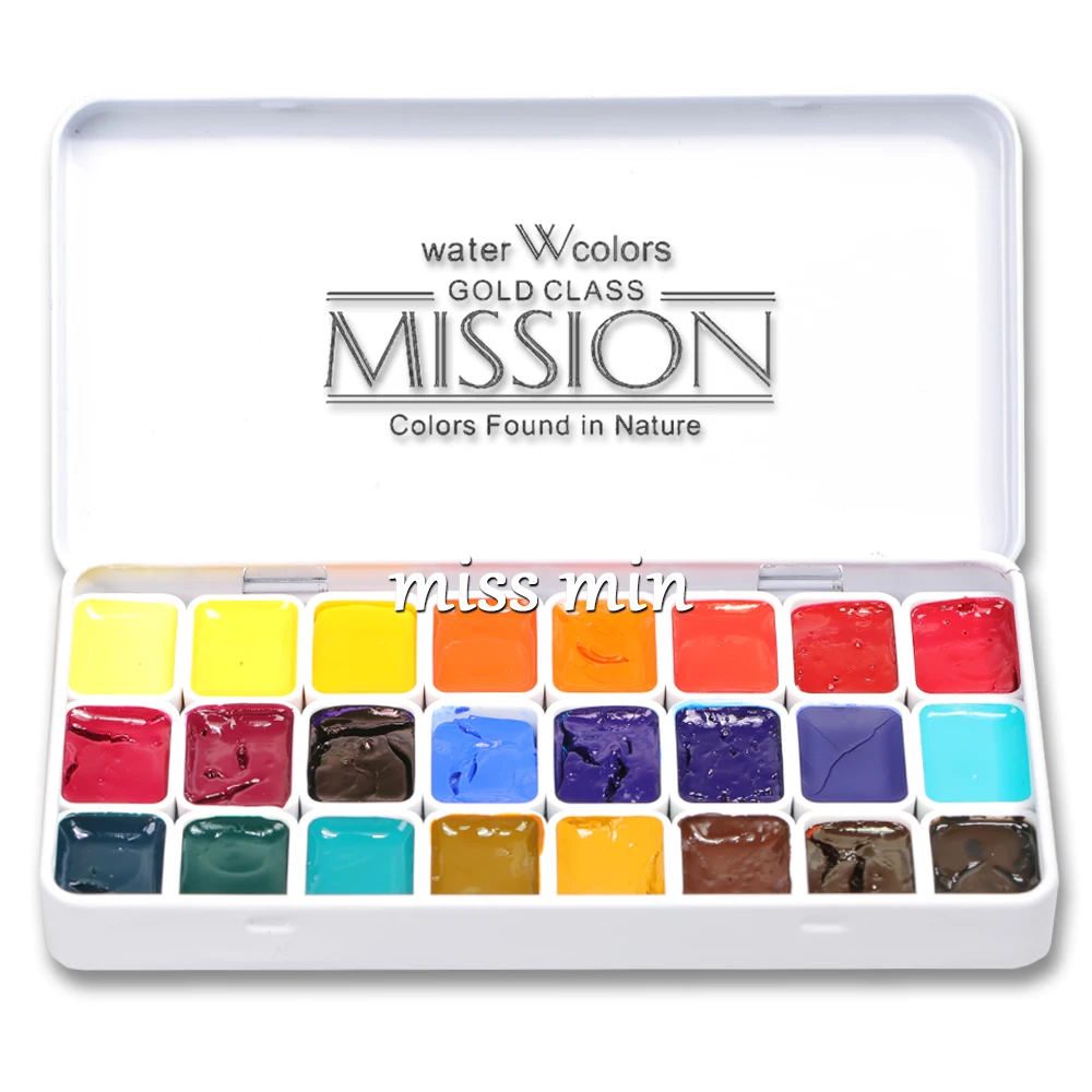 Günstig Mijello Master Aquarell Malerei Reine Pflanzen Gold Aquarell 24 farbe verf 34 farbe Sub Paket 0,8 ml mini Anzug Acuarelas Kunst