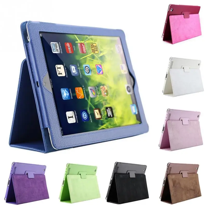

For Apple ipad 2 3 4 Case Auto Sleep /Wake Up Flip Litchi PU Leather Cover For New ipad 3 ipad 4 Smart Stand Holder Case