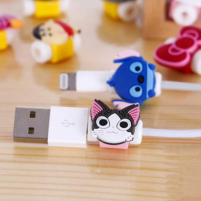 10 шт милый мультфильм USB зарядное устройство кабель протектор для кабеля наушников для iphone 5 5s 6 7 кабель для наушников защита