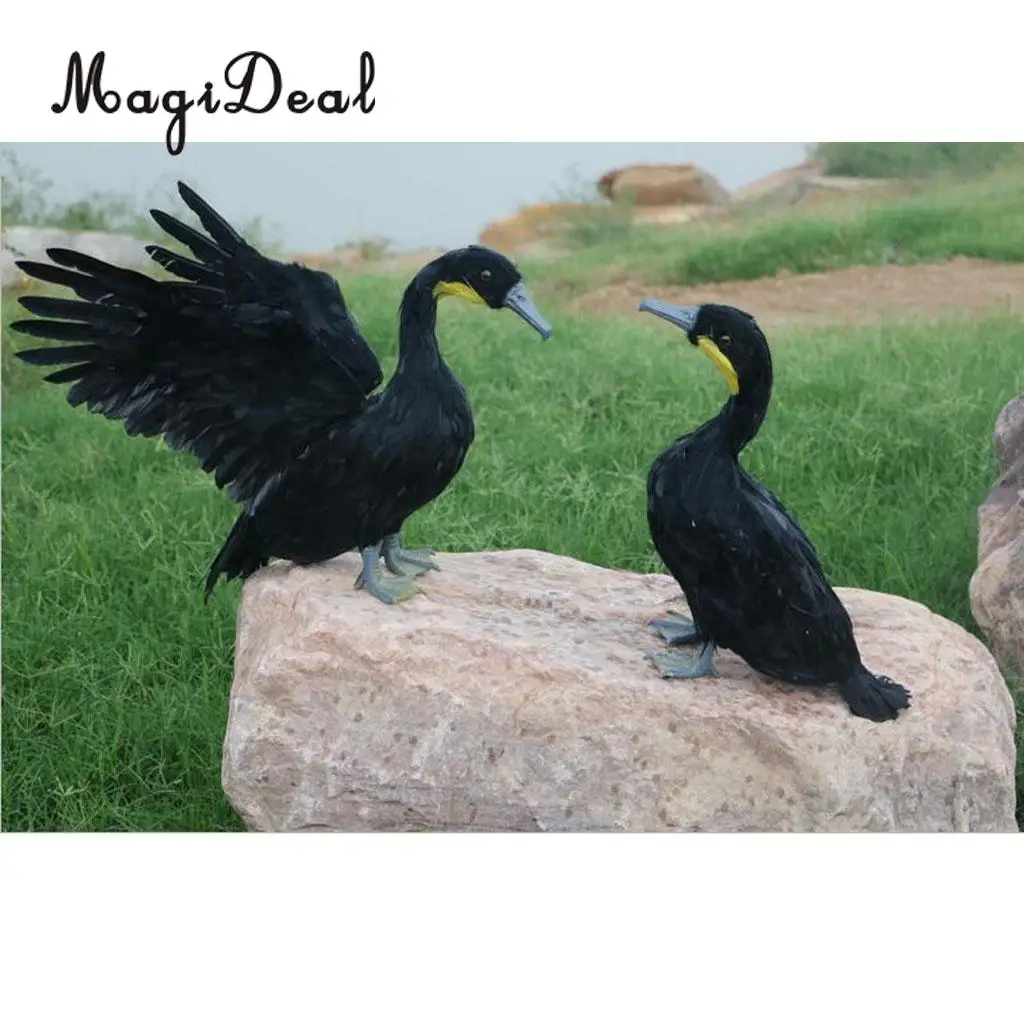 MagiDeal Artificial Bird Realistic Parrot Goose Cormorant Swallow Swan Figurine Garden Decor Craft