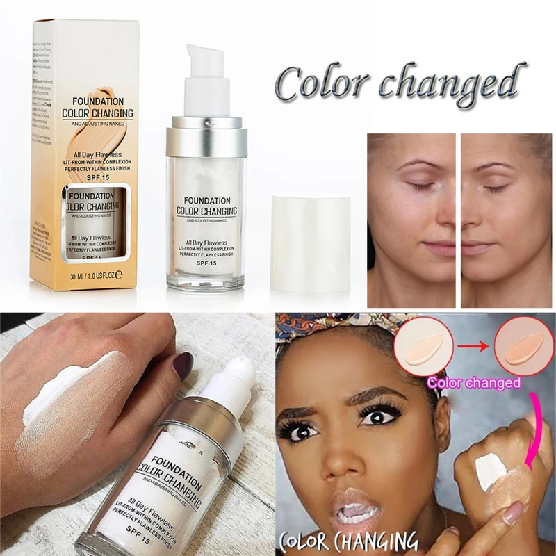 

30ML Colour Changing Adjusts Foundation Makeup Base Nude Face Liquid Cover Foundation SPF 15 Protection New Liquid Foundation