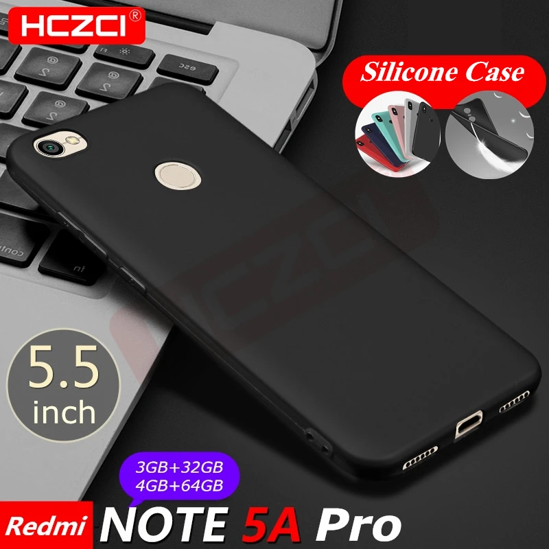 Redmi Note 5A Pro Matte Pure Color Soft Silicone Case for Xiaomi Non-slip Protective Cover HCZCI Quality |
